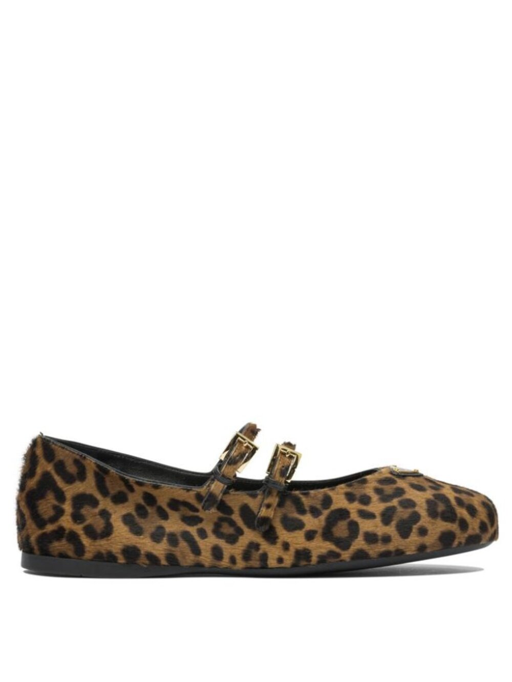 Prada Leather Ballet Flats With Animal Print IT 40 Women